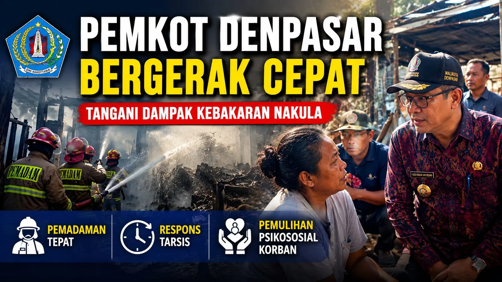 PEMKOT DENPASAR BERGERAK CEPAT TANGANI DAMPAK KEBAKARAN NAKULA: DARI PEMADAMAN TEPAT TARSIS HINGGA PEMULIHAN PSIKOSOSIAL KORBAN